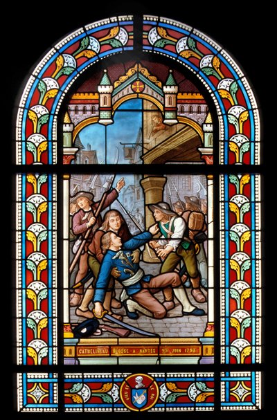 Guerra de Vendée. Jacques Cathelineau (1759-1793), líder realista, herido en Nantes el 29/06/1793. Vidriera de Jean Clamens (1850-1918) (?). Siglo XIX Loire Atlantique N* 099 - Museo Dobree - Tempo de Unknown